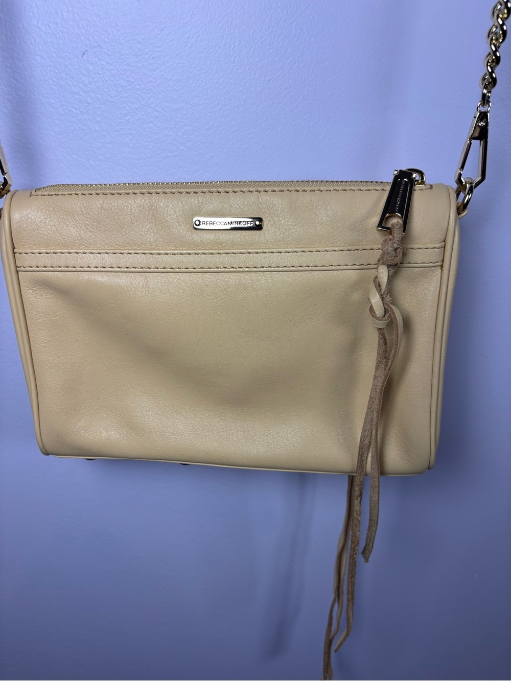 Rebecca Minkoff Beige Leather Mini MAC Crossbody with Chain Strap - Picture 3 of 9